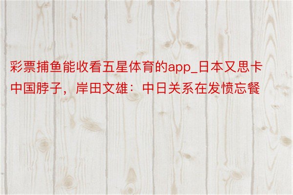 彩票捕鱼能收看五星体育的app_日本又思卡中国脖子，岸田文雄：中日关系在发愤忘餐