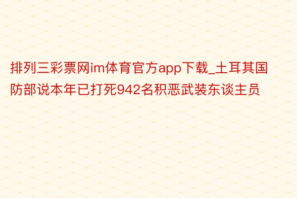 排列三彩票网im体育官方app下载_土耳其国防部说本年已打死942名积恶武装东谈主员