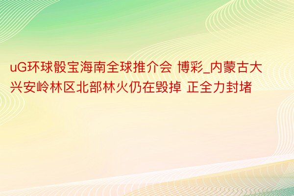 uG环球骰宝海南全球推介会 博彩_内蒙古大兴安岭林区北部林火仍在毁掉 正全力封堵